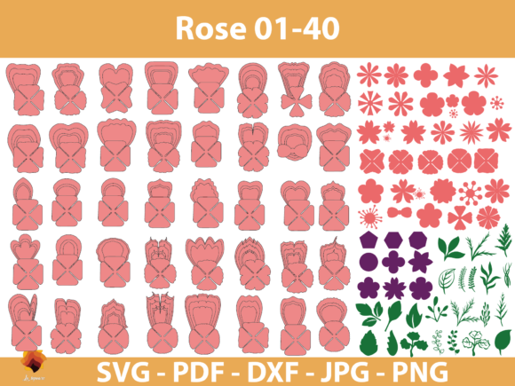 Download 40 Rose Paper Flower Templates - Rose Collection