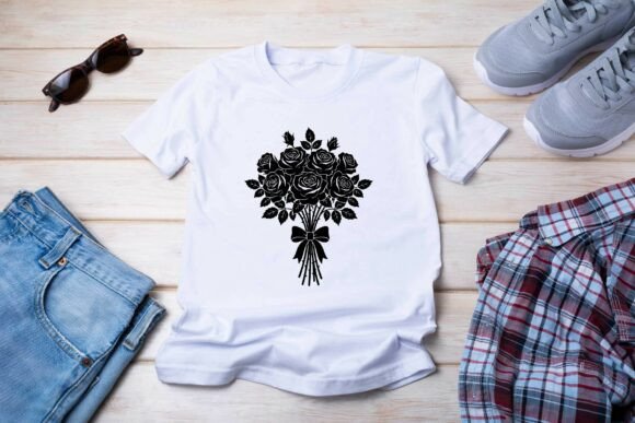 Download Rose Bouquet Silhouette Vector Design - Rose Collection