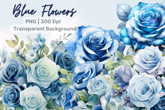 Download Blue Roses Clipart, Watercolor Flowers - Rose Collection