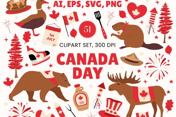 Download Canada Day Digital Clipart Set Graphics - Premium Bundle