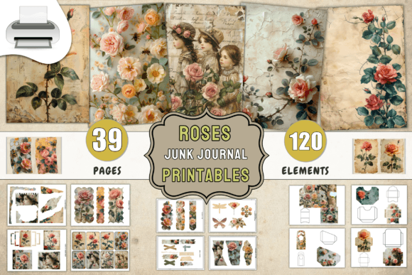 Download Roses Junk Journal Printables Supplies - Rose Collection