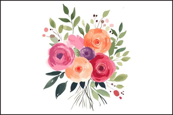 Download Vibrant Watercolor Rose Bouquet Vector - Rose Collection