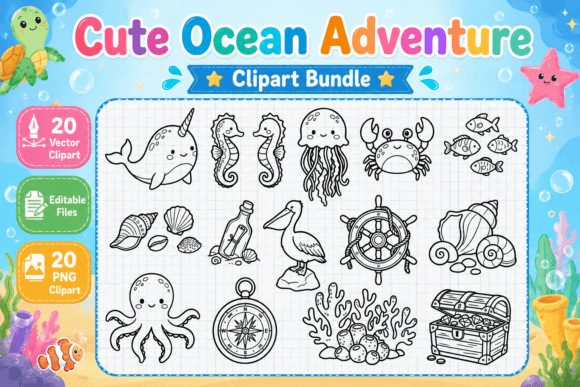 Download Cute Ocean Adventure Digital Clipart - Premium Resources