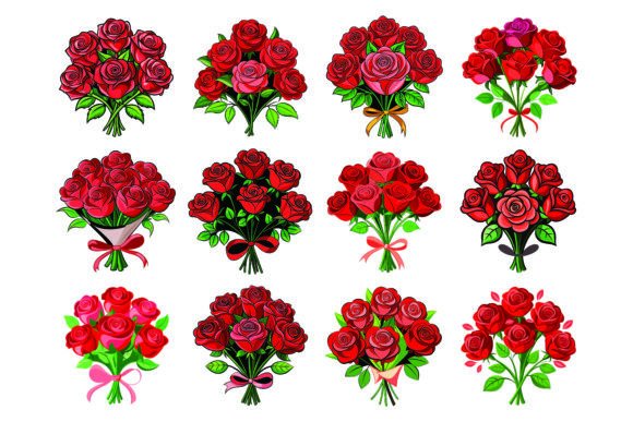 Download Rose Bouquet Bundle Vector Set Collectio - Rose Collection