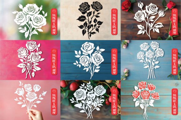 Download Cricut Rose Bouquet SVG Cut File Bundle - Rose Collection