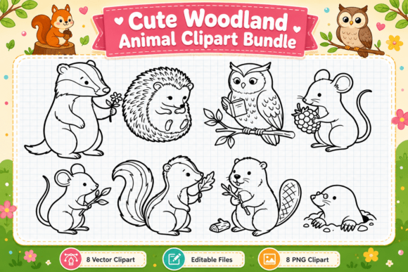 Download Cute Woodland Animal Digital Clipart - Premium Resources