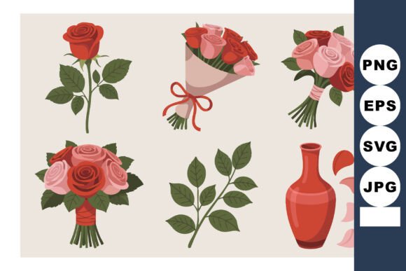 Download Red and Pink Rose Bouquet Vector with S - Rose Collection