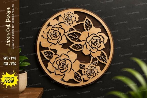 Download Rose Bouquet Circle Laser Cut Svg File - Rose Collection